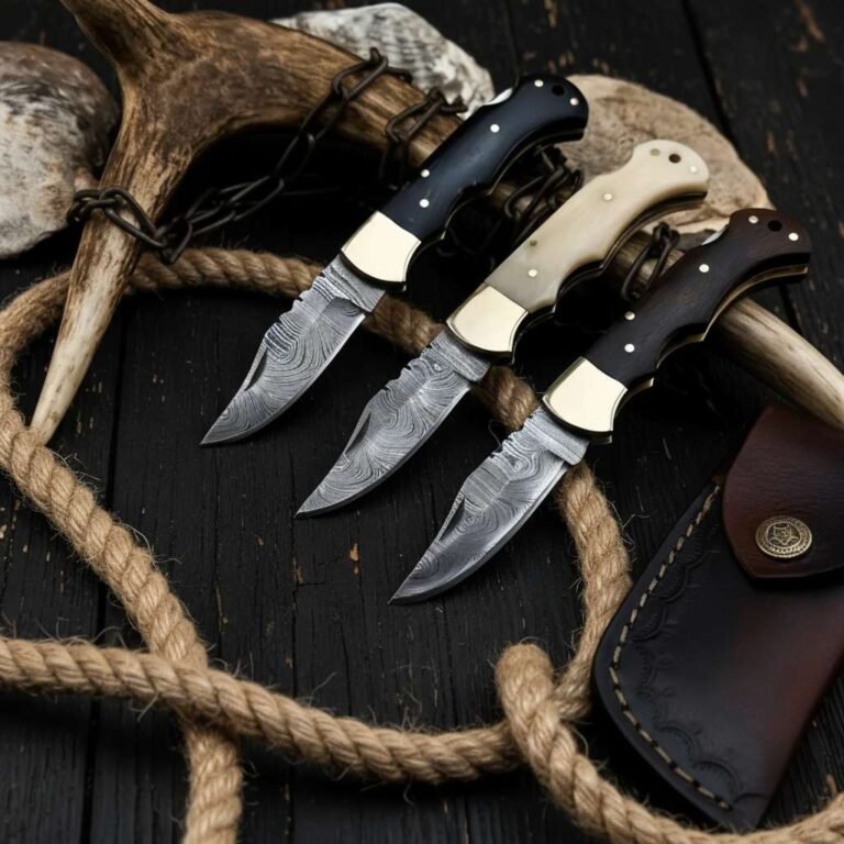 Damascus Pocket Knife by Monarch Cutlery – premium EDC pocket knife