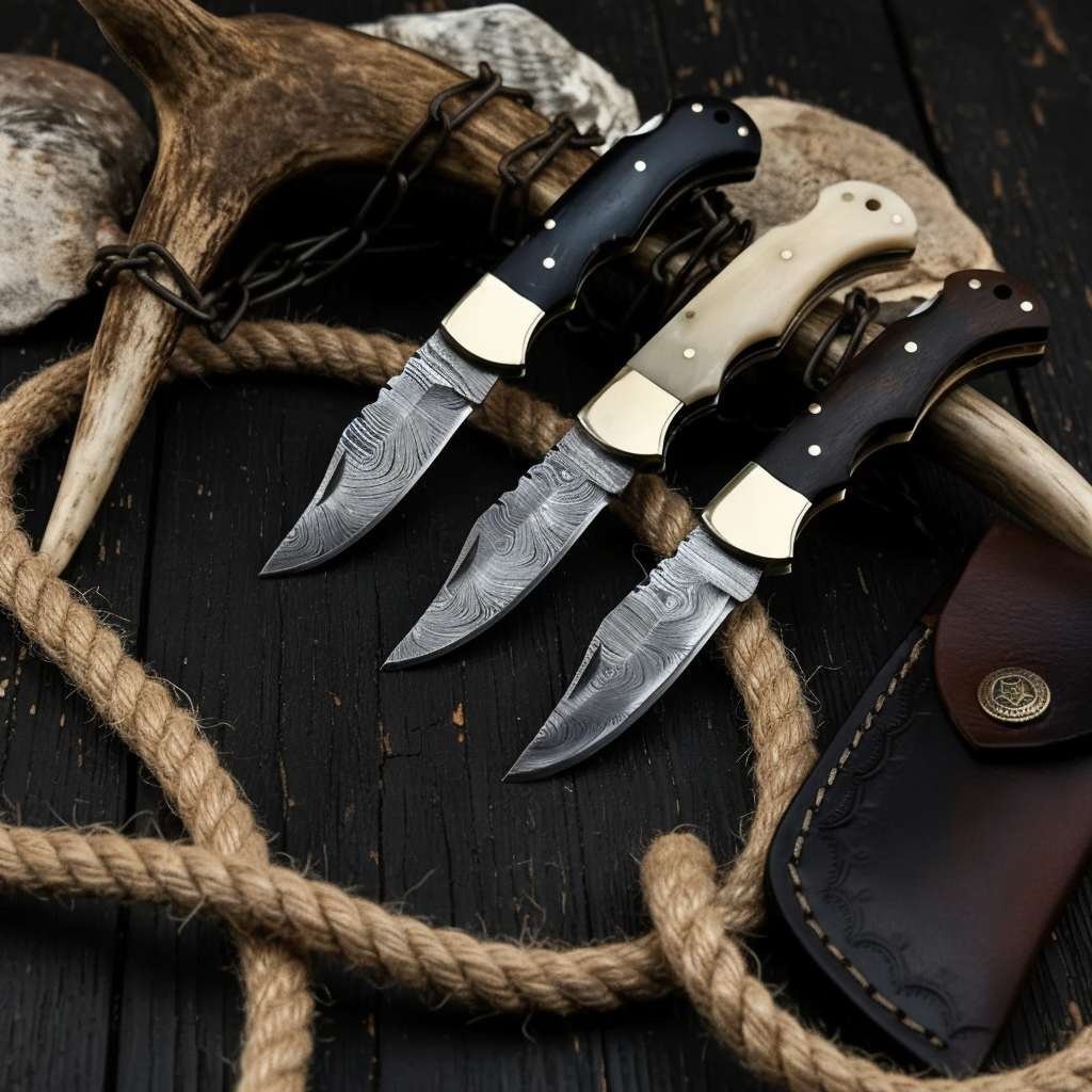 Damascus Pocket Knife by Monarch Cutlery – premium EDC pocket knife