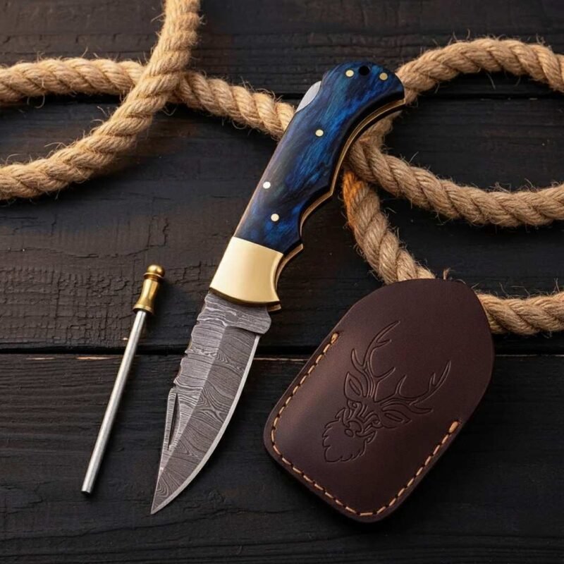 Handmade Damascus Pocket Knife by Monarch Cutlery – premium EDC folding knife