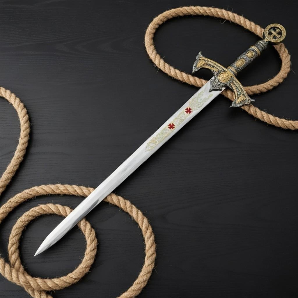 Damascus Steel Templar Sword Replica