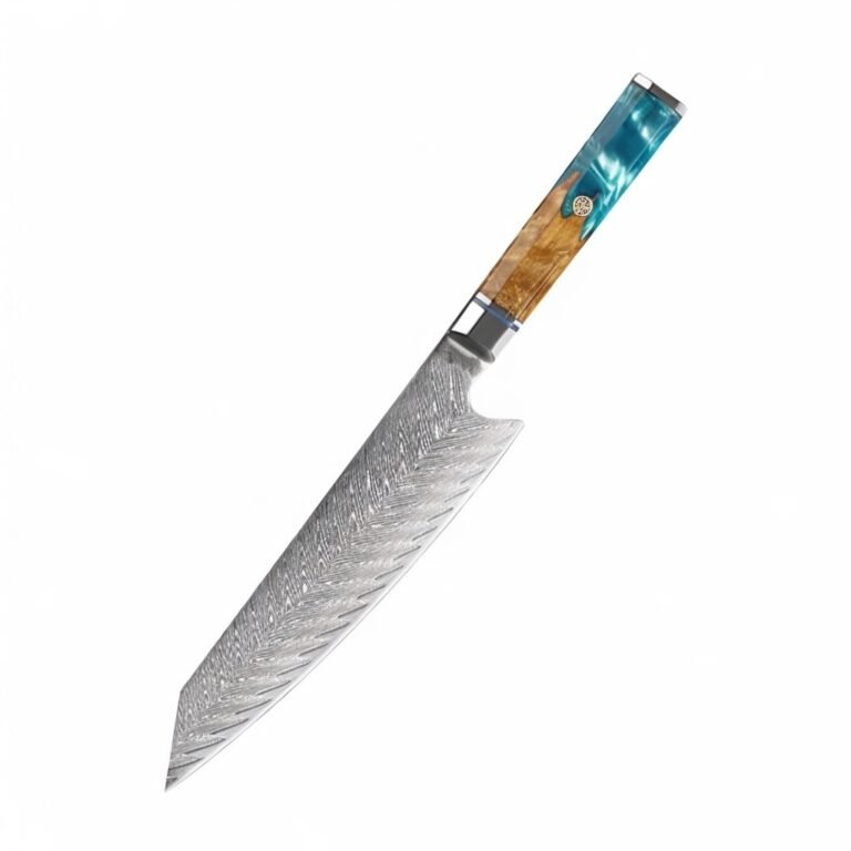 Premium Damascus steel chef knife set with razor sharp blades