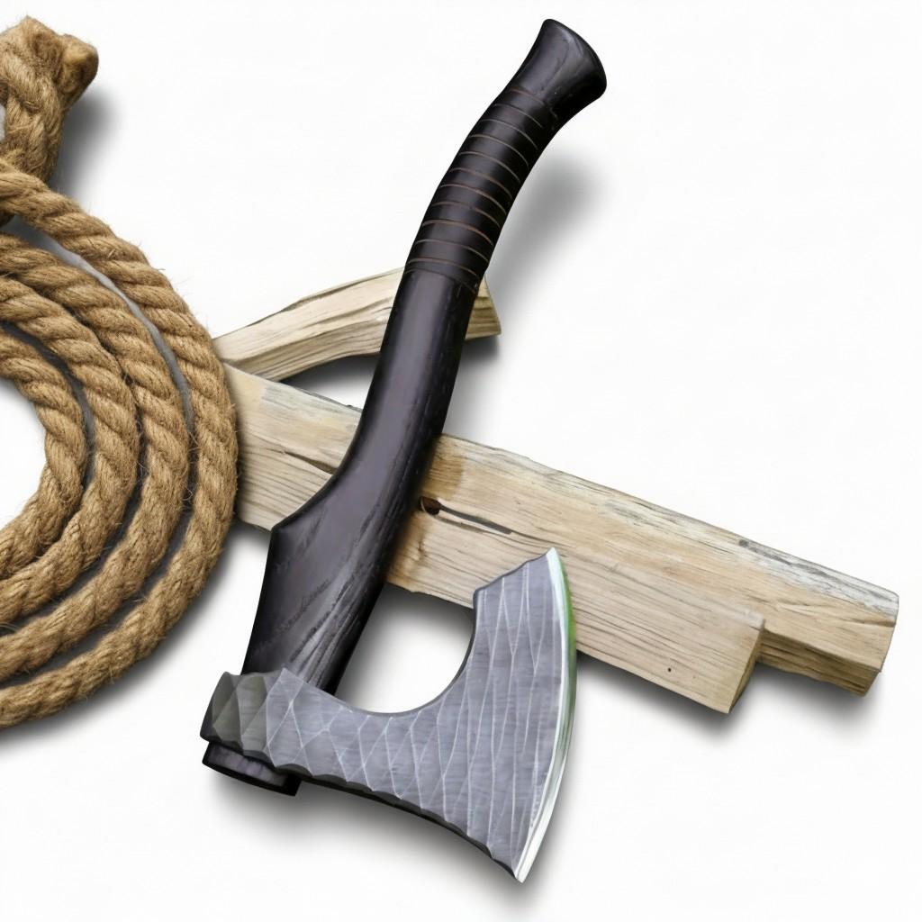 Monarch Medieval Viking Axe hand forged steel blade with wooden handle