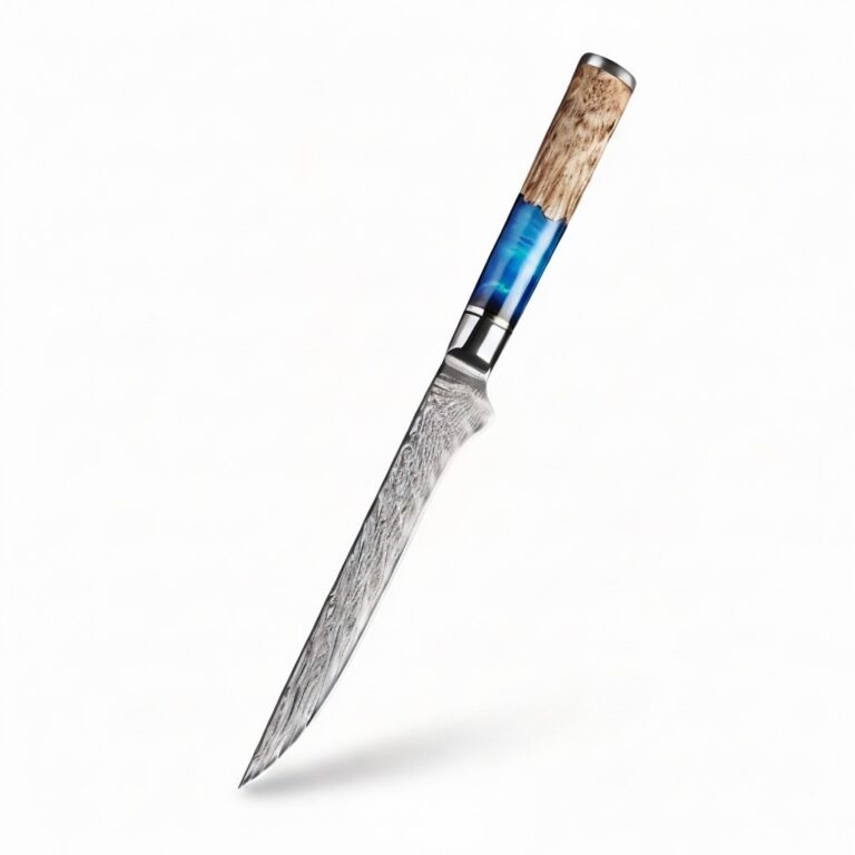 Monarch Damascus Boning Knife with razor-sharp Damascus steel blade