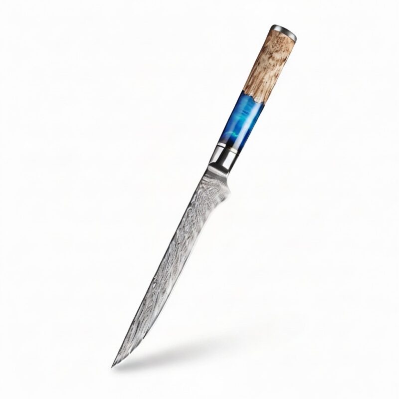 Monarch Damascus Boning Knife with razor-sharp Damascus steel blade