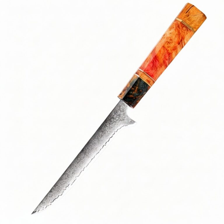 Monarch Professional Boning Knife premium stainless steel blade on white background showcasing sharp edge and ergonomic handle design