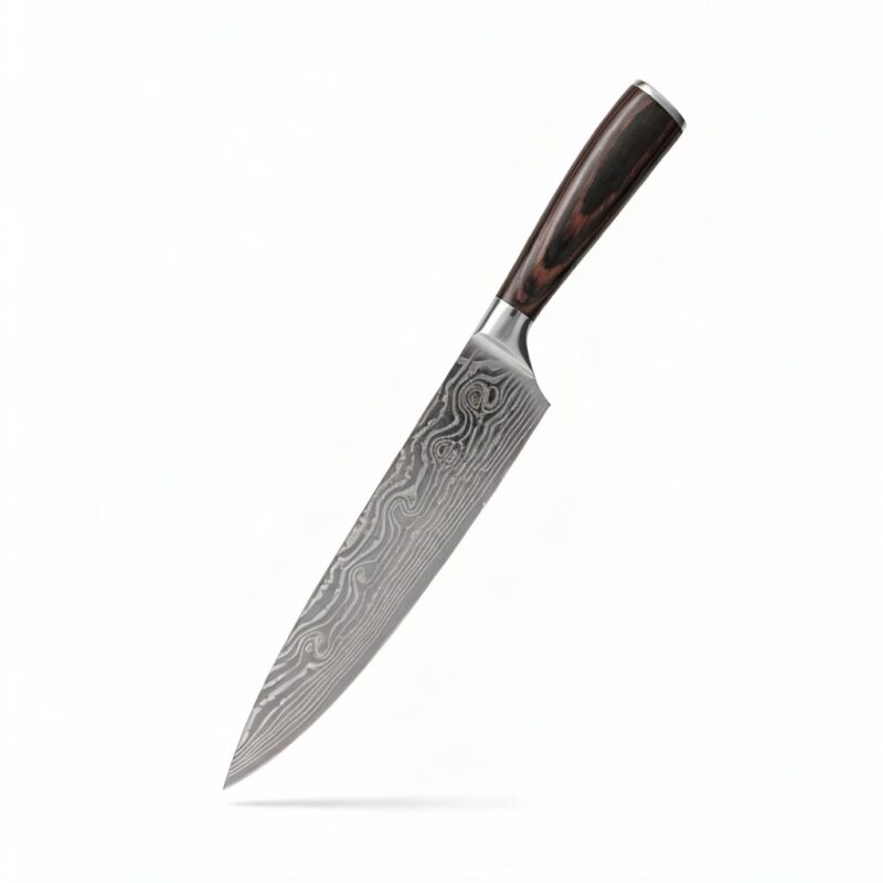 Damascus Steel Chef Knife by Monarch Cutlery with razor sharp blade