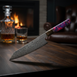 Japanese Santoku chef knife for slicing vegetables meat fish and herbs