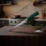 Close-up of Monarch Butcher Boning Knife blade showing sharp edge high quality stainless steel and professional craftsmanship