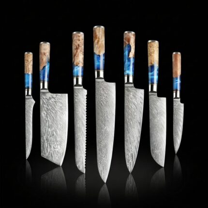 7 Piece Kitchen Knife Set with stainless steel blades