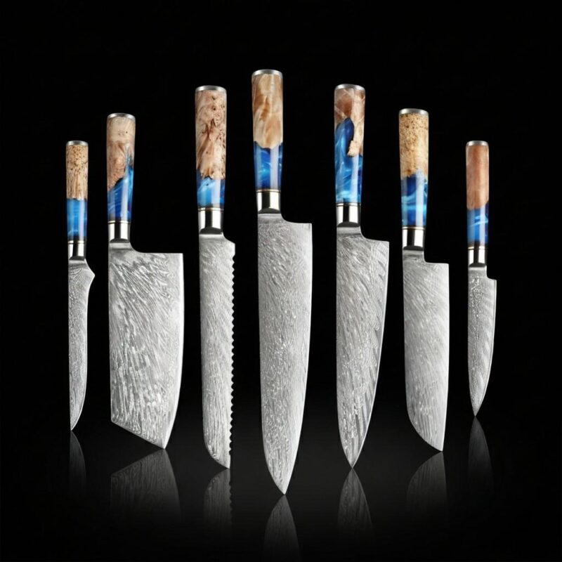 7 Piece Kitchen Knife Set with stainless steel blades