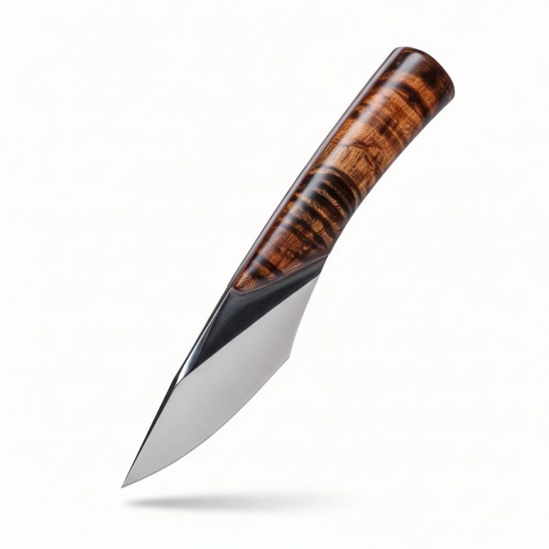 Best Hunting Skinner Knife handcrafted from Damascus steel with a full tang fixed blade and leather sheath.