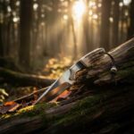 Custom Handmade Skinner Knife with a handcrafted leather sheath for hunting and camping.