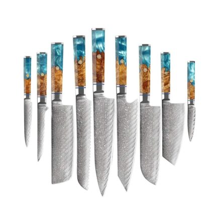 Handmade Damascus Chef Knife Set by Monarch Cutlery