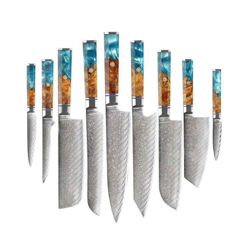 Handmade Damascus Chef Knife Set by Monarch Cutlery