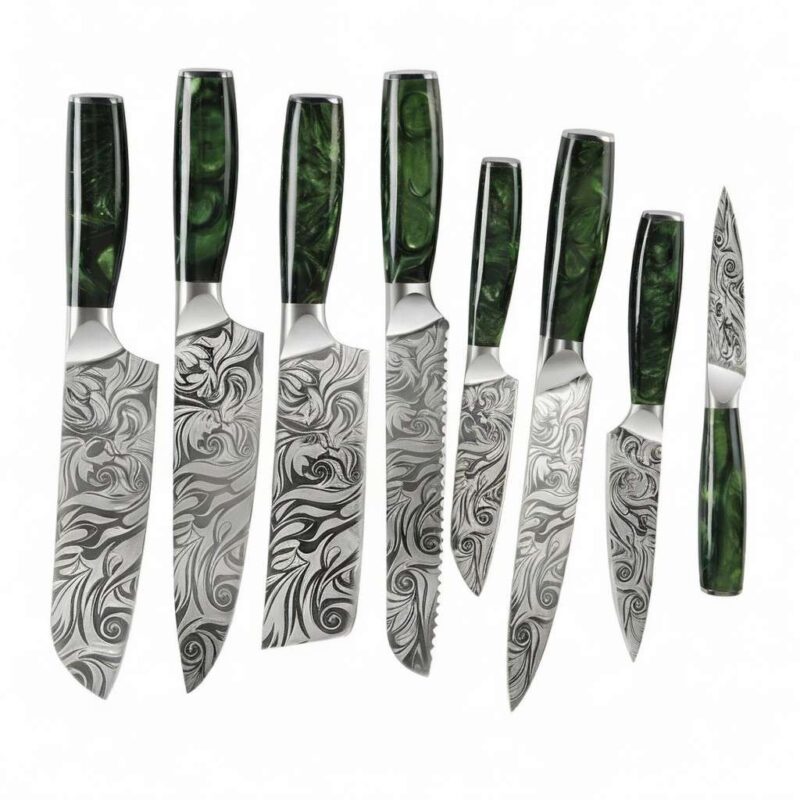 Damascus Kitchen Knife Set by Monarch Cutlery