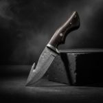 Fixed blade Damascus Hunting Skinner Knife with leather sheath
