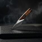 Full tang hunting skinner knife with a genuine leather sheath for safe outdoor carry and hunting use.