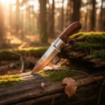 Full tang red handle skinning knife for hunting and field dressing