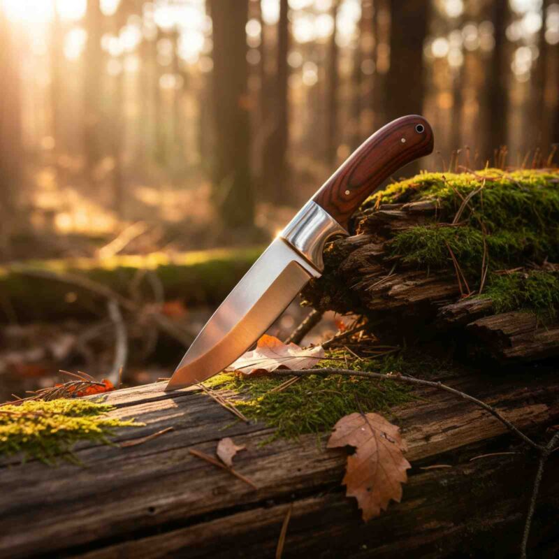Full tang red handle skinning knife for hunting and field dressing