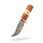 Full Tang Skinner Knife handcrafted from premium Damascus steel with a razor-sharp fixed blade.