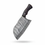 Monarch Cutlery Mini Cleaver Boning Knife with a razor-sharp full tang blade and ergonomic wooden handle on a pure white background.