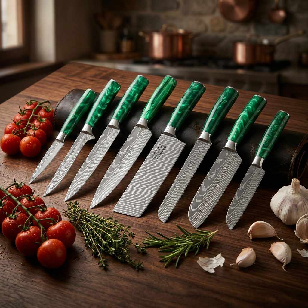 Professional Kitchen Knife Set with ergonomic handles by Monarch Cutlery