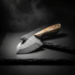 Professional Skinner Hunting Knife with a genuine leather sheath for safe belt carry during hunting and camping.