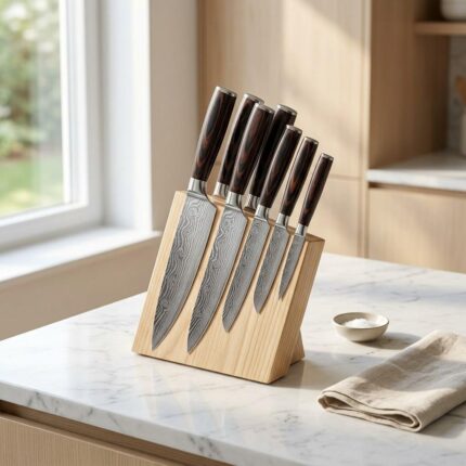 Stainless Steel Chef Knife Set with ergonomic handles