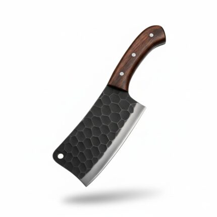 Monarch Cutlery Vegetable Cleaver Chopping Knife with a razor-sharp full tang blade and ergonomic wooden handle on a pure white background.
